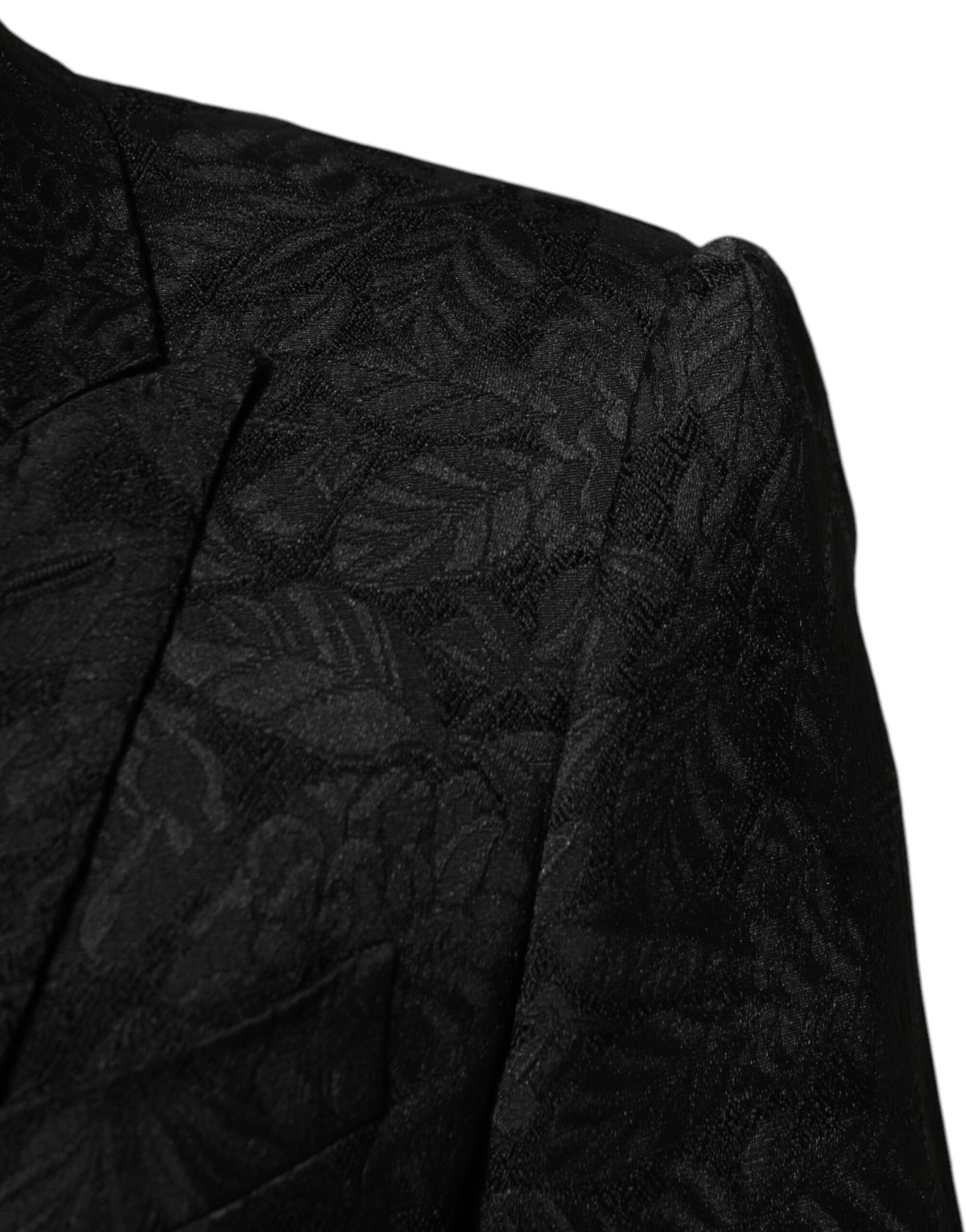 Traje Martini de 3 Piezas de Brocado Jacquard Negro Dolce & Gabbana
