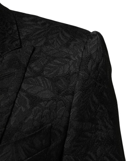 Traje Martini de 3 Piezas de Brocado Jacquard Negro Dolce & Gabbana