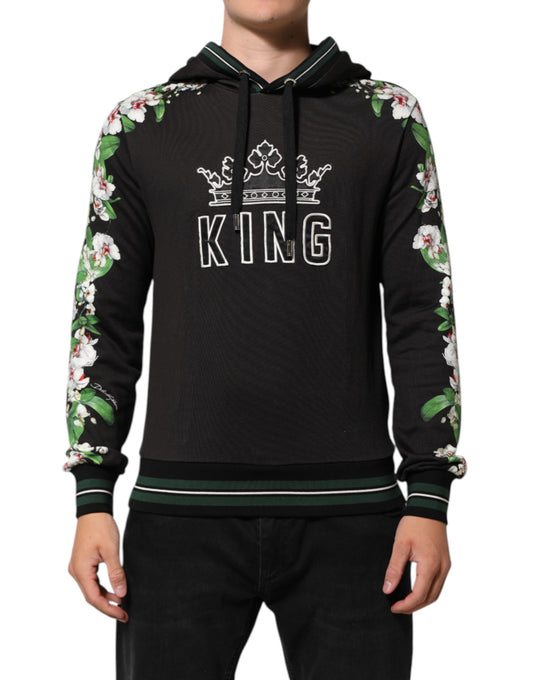 Sudadera con capucha y logo de corona floral orquídea negra KING de Dolce & Gabbana