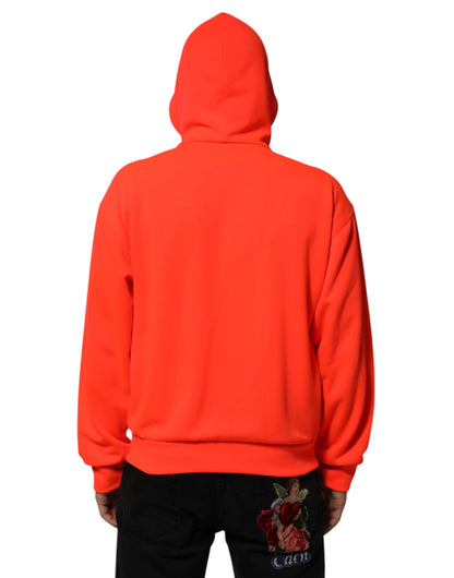Sudadera con capucha de poliéster fluorescente rojo con parche del logo de Dolce & Gabbana