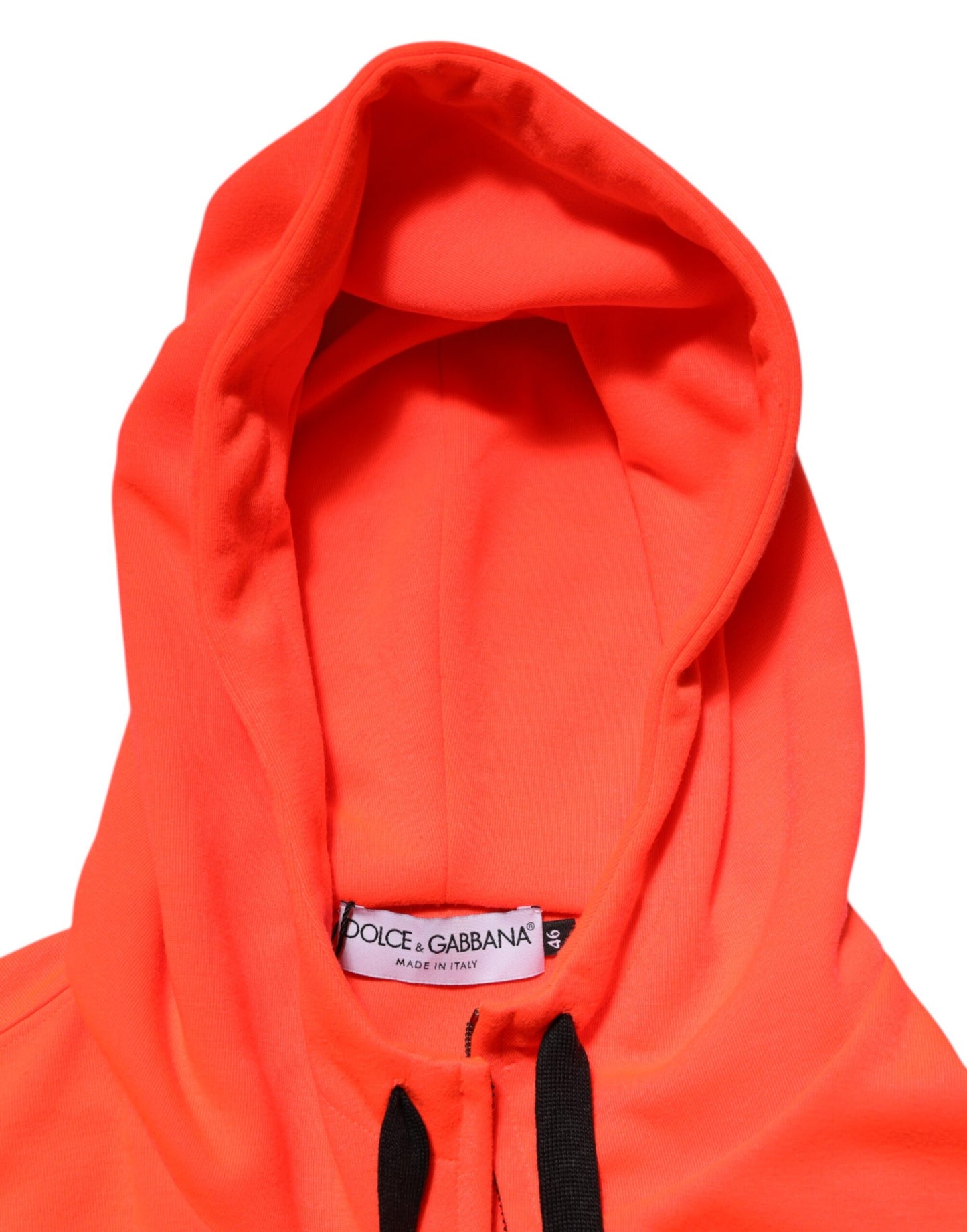 Sudadera con capucha de poliéster fluorescente rojo con parche del logo de Dolce & Gabbana