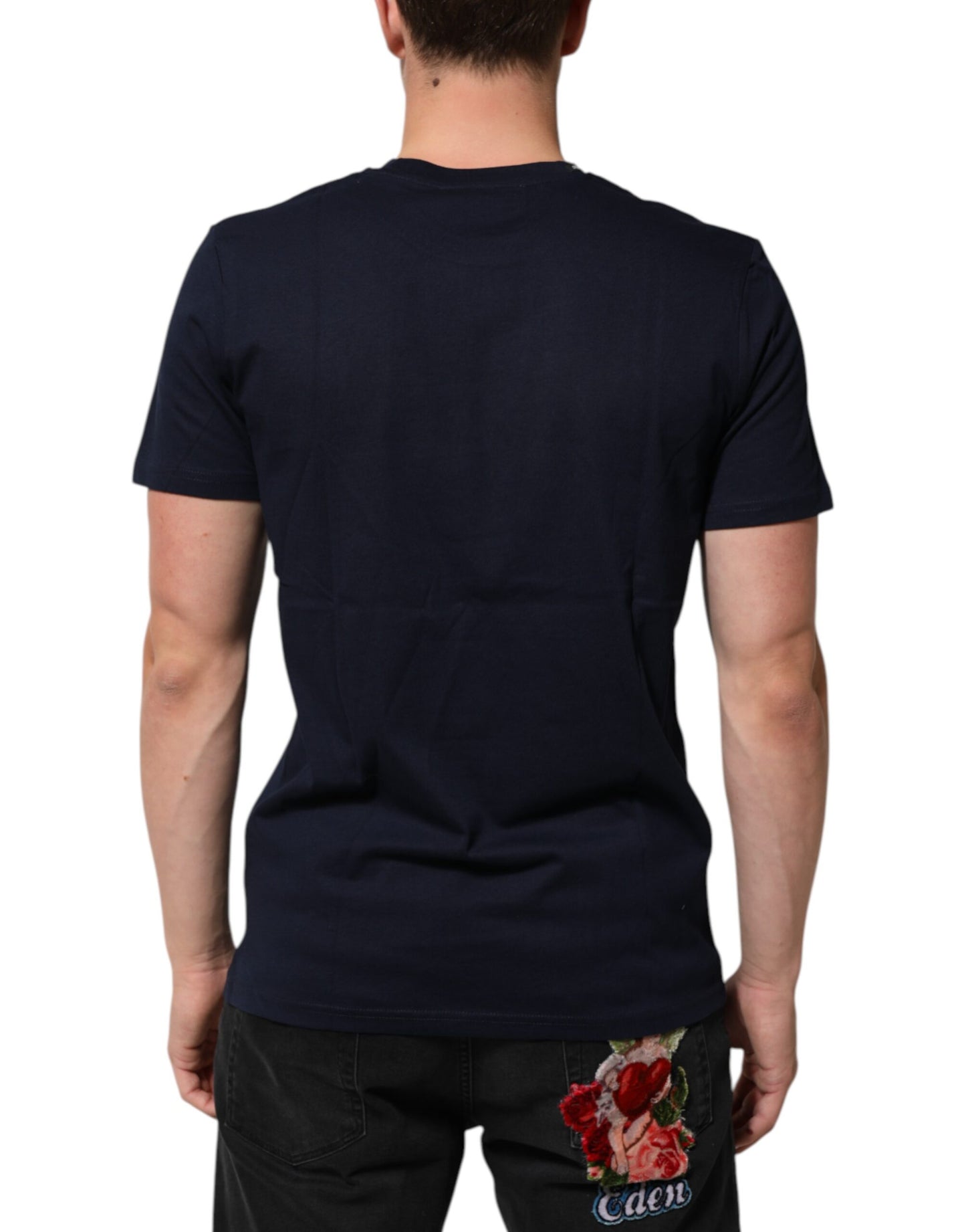 Camiseta de hombre Dolce & Gabbana de algodón azul oscuro con logo DG estampado