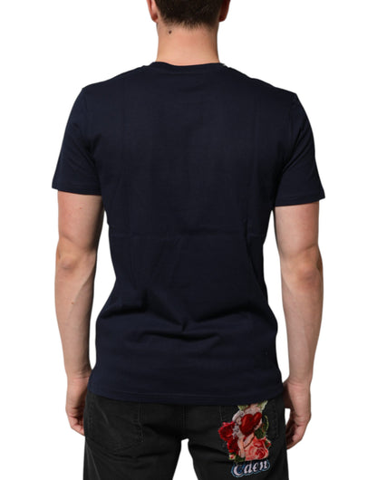 Camiseta de hombre Dolce & Gabbana de algodón azul oscuro con logo DG estampado