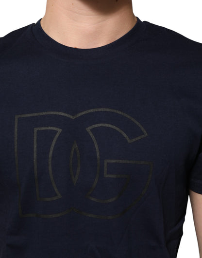 Camiseta de hombre Dolce & Gabbana de algodón azul oscuro con logo DG estampado