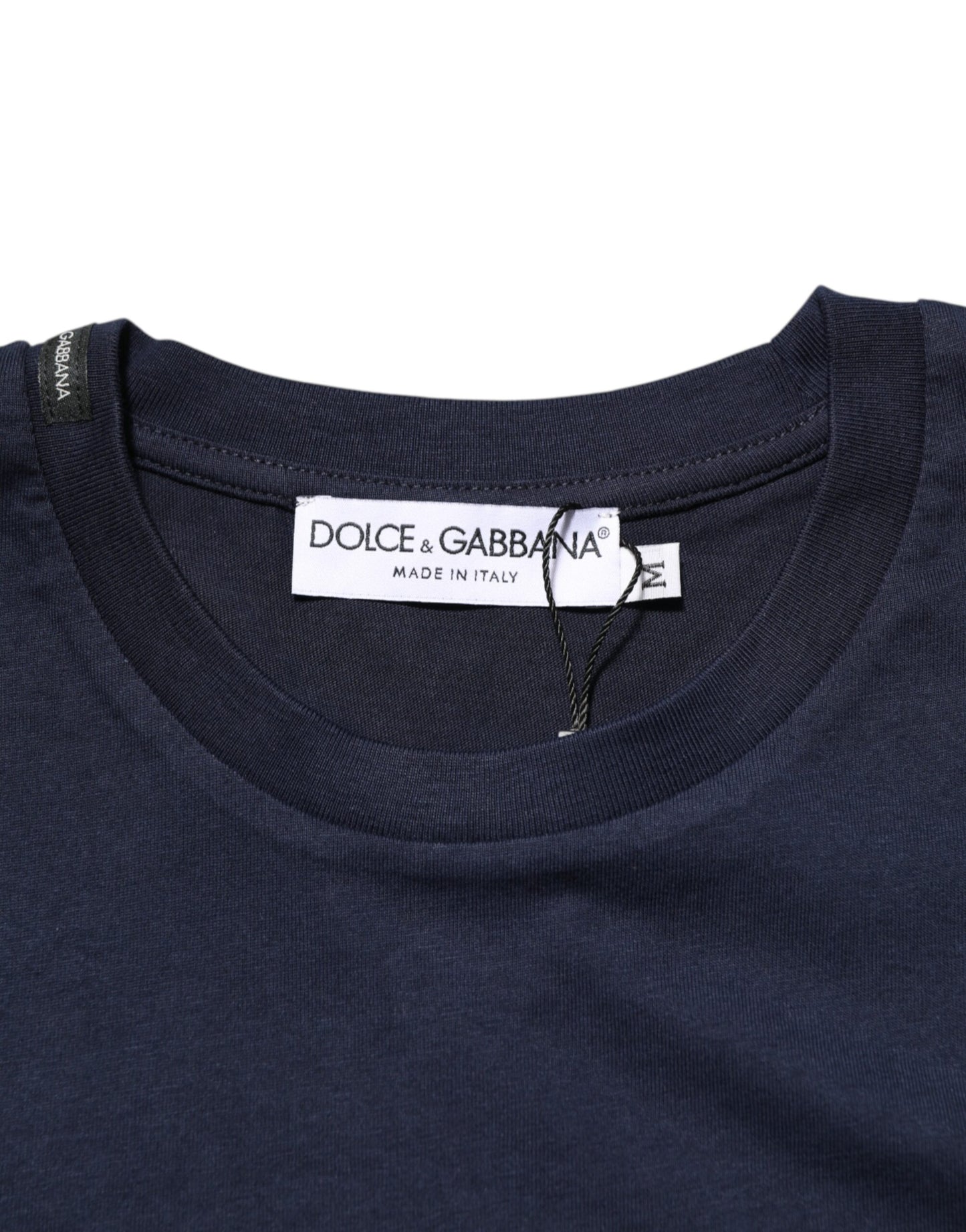 Camiseta de hombre Dolce & Gabbana de algodón azul oscuro con logo DG estampado