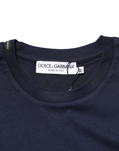 Camiseta de hombre Dolce & Gabbana de algodón azul oscuro con logo DG estampado