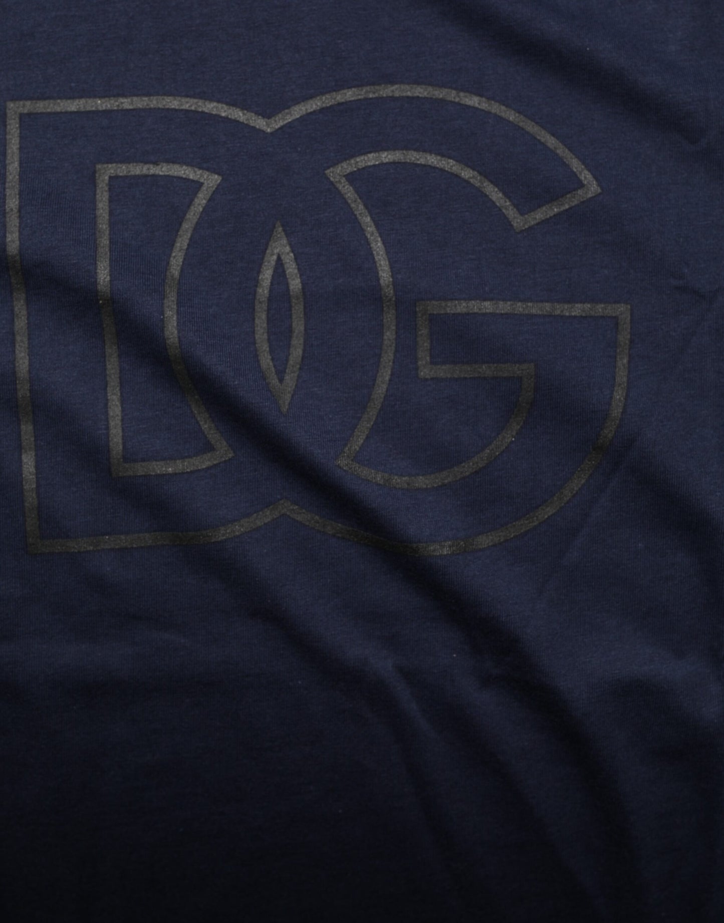Camiseta de hombre Dolce & Gabbana de algodón azul oscuro con logo DG estampado