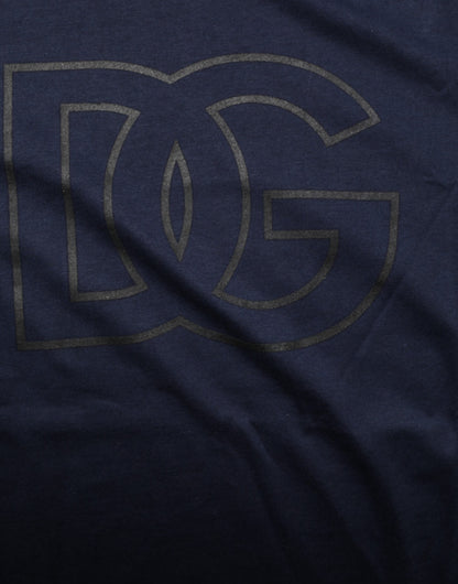 Camiseta de hombre Dolce & Gabbana de algodón azul oscuro con logo DG estampado