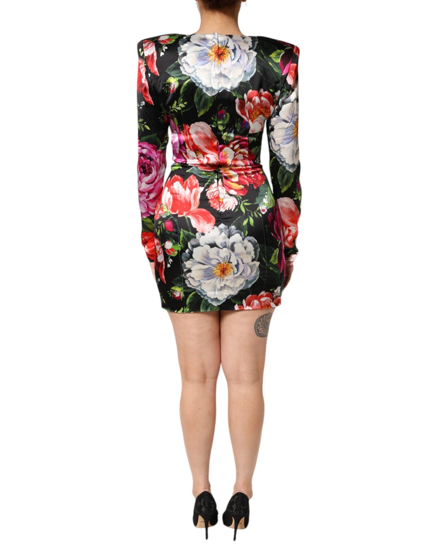 Vestido mini ceñido Dolce & Gabbana negro floral Fiori Pittorici