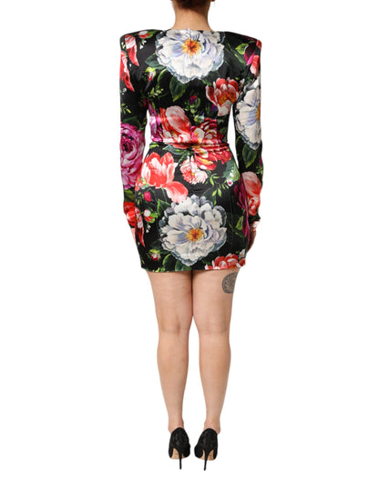 Vestido mini ceñido Dolce & Gabbana negro floral Fiori Pittorici