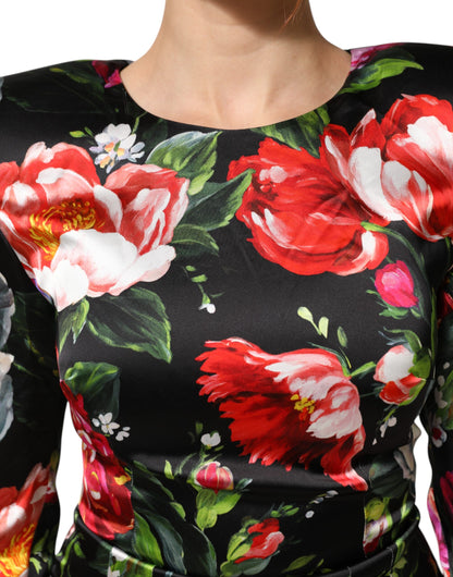 Vestido mini ceñido Dolce & Gabbana negro floral Fiori Pittorici