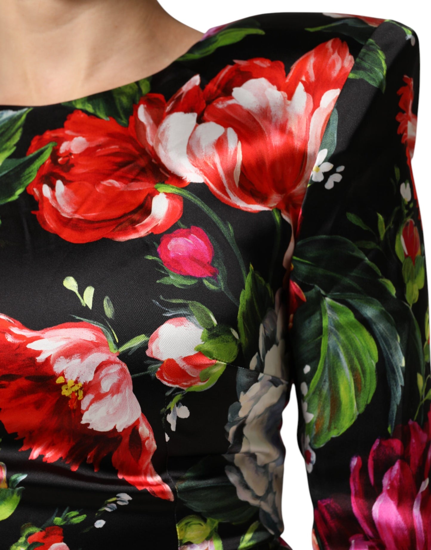 Vestido mini ceñido Dolce & Gabbana negro floral Fiori Pittorici