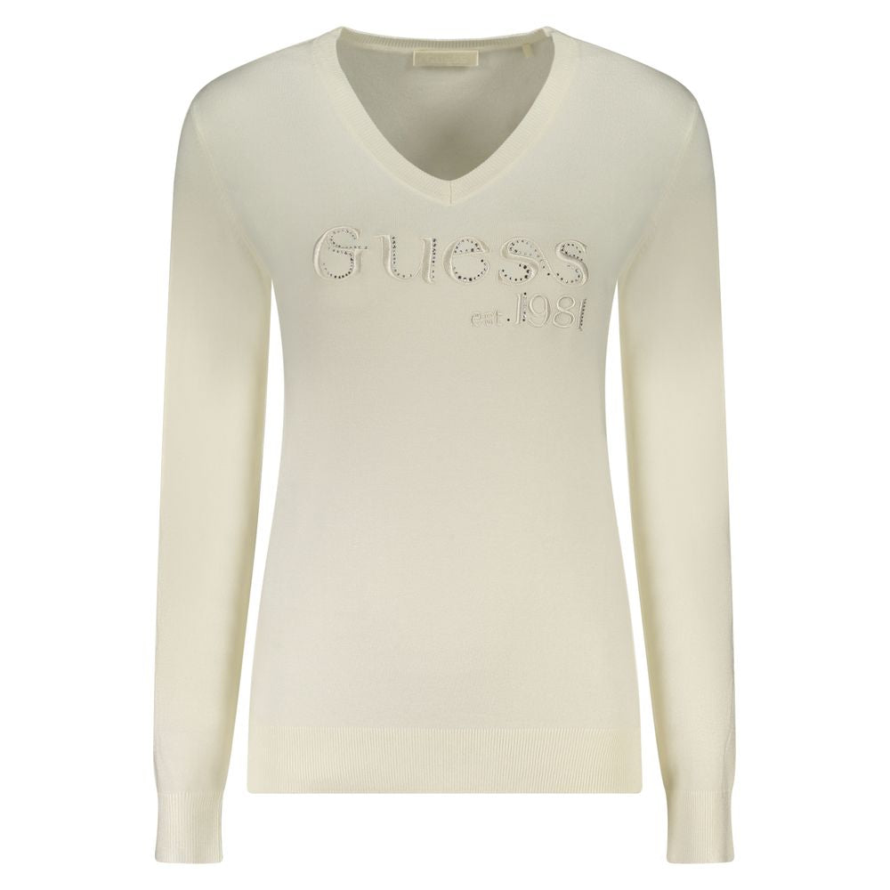Camiseta de manga larga de viscosa blanca para mujer Guess Jeans