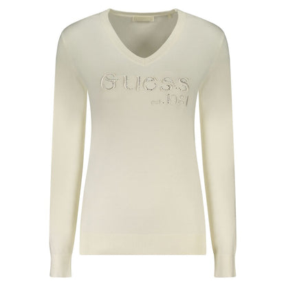 Camiseta de manga larga de viscosa blanca para mujer Guess Jeans