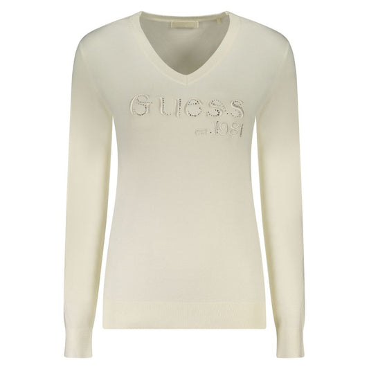 Camiseta de manga larga de viscosa blanca para mujer Guess Jeans