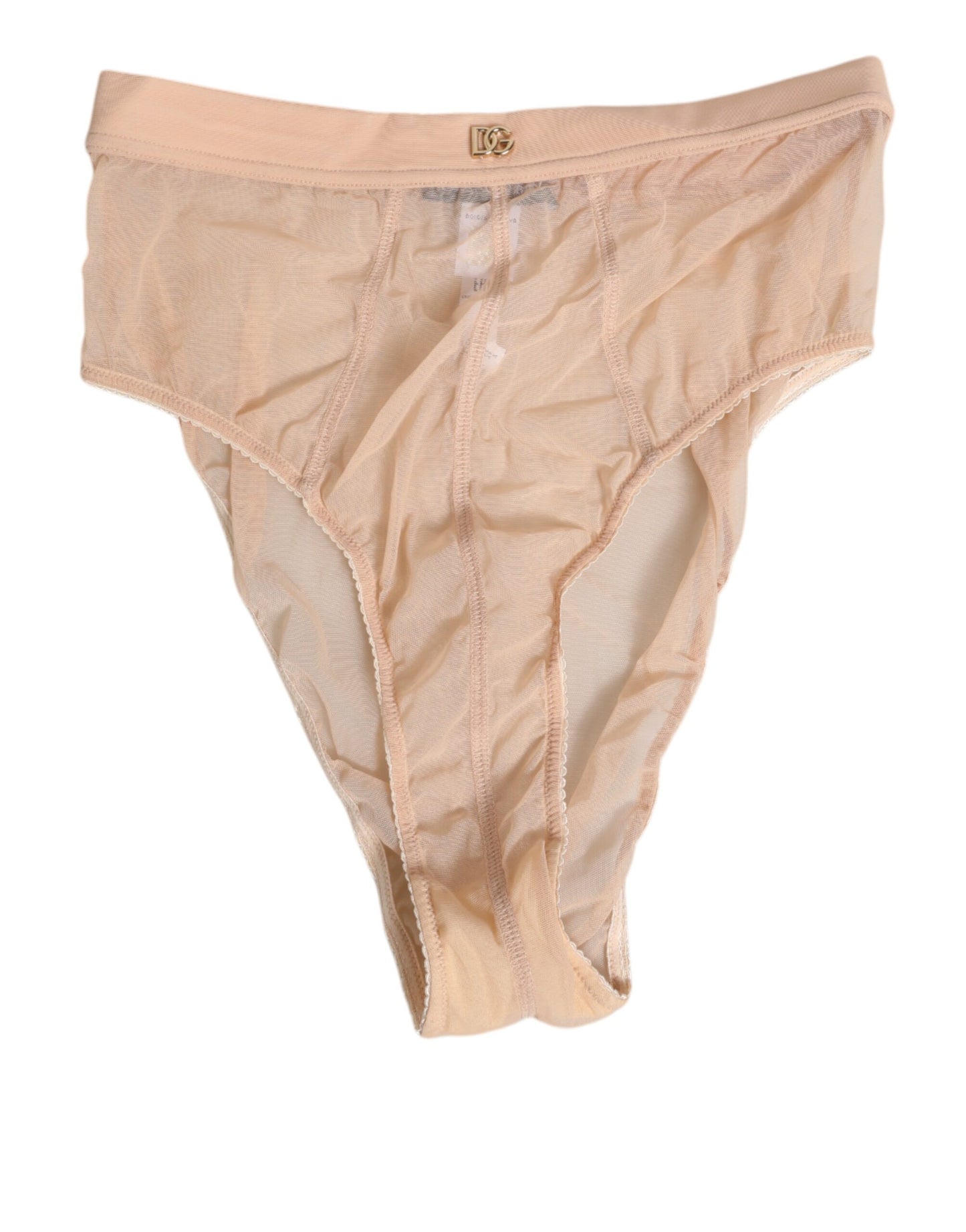 Ropa interior de braguita de talle alto de malla transparente beige Dolce & Gabbana
