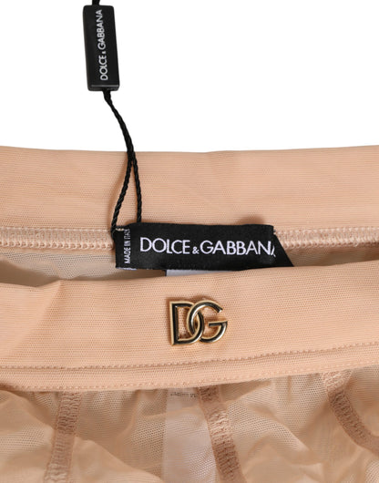 Ropa interior de braguita de talle alto de malla transparente beige Dolce & Gabbana