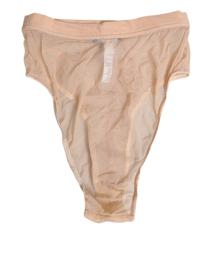 Ropa interior de braguita de talle alto de malla transparente beige Dolce & Gabbana
