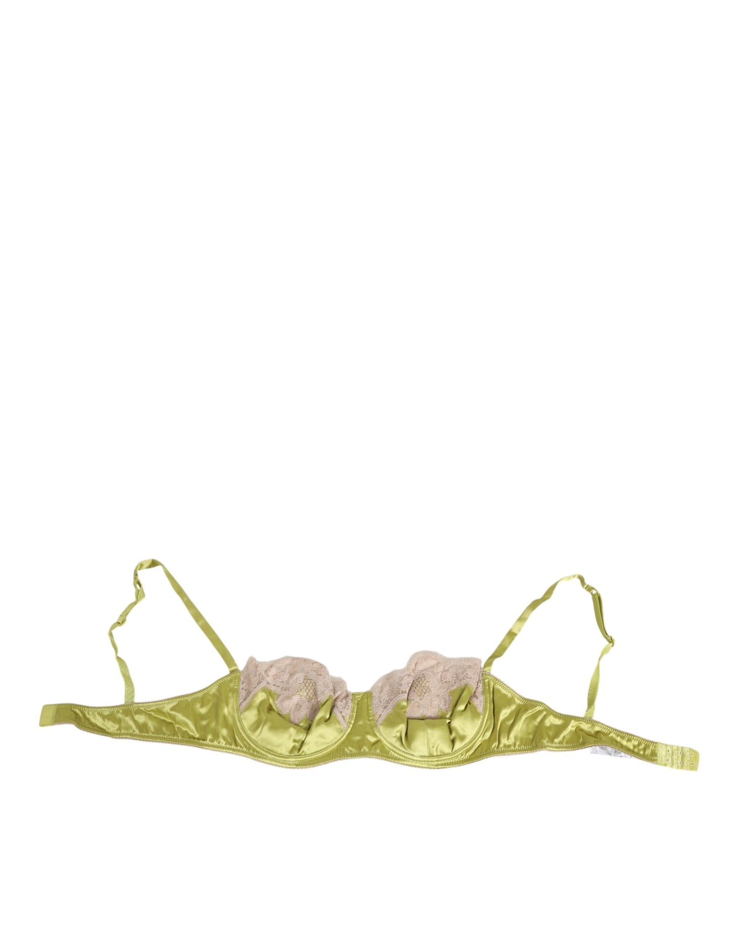Ropa interior Dolce & Gabbana Balconnet de satén de seda verde lima con encaje y relleno