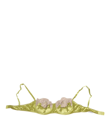 Ropa interior Dolce & Gabbana Balconnet de satén de seda verde lima con encaje y relleno