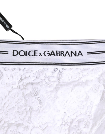 Ropa interior Dolce & Gabbana de encaje blanco con braguita y cintura con logo