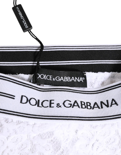 Ropa interior Dolce & Gabbana de encaje blanco con braguita y cintura con logo