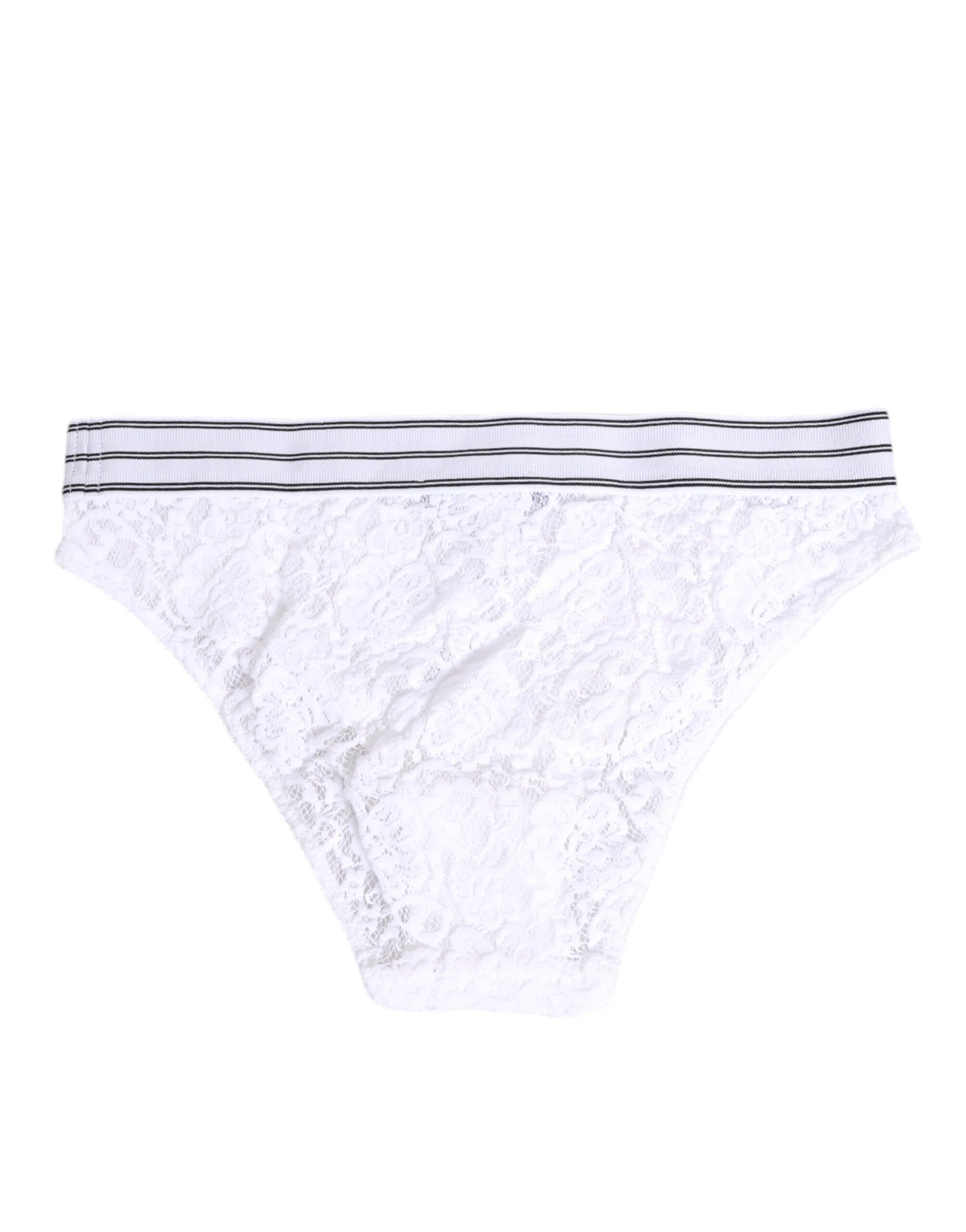 Ropa interior Dolce & Gabbana de encaje blanco con braguita y cintura con logo