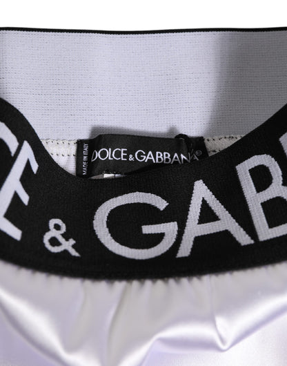 Ropa interior para mujer Dolce & Gabbana blanca de satén de talle alto con logo negro