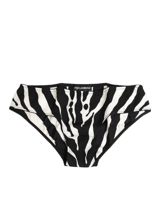 Ropa Interior Tipo Slip Estampado Cebra Blanco y Negro de Dolce & Gabbana