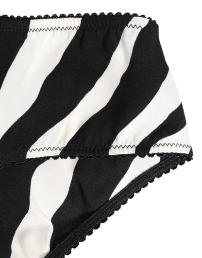 Ropa Interior Tipo Slip Estampado Cebra Blanco y Negro de Dolce & Gabbana
