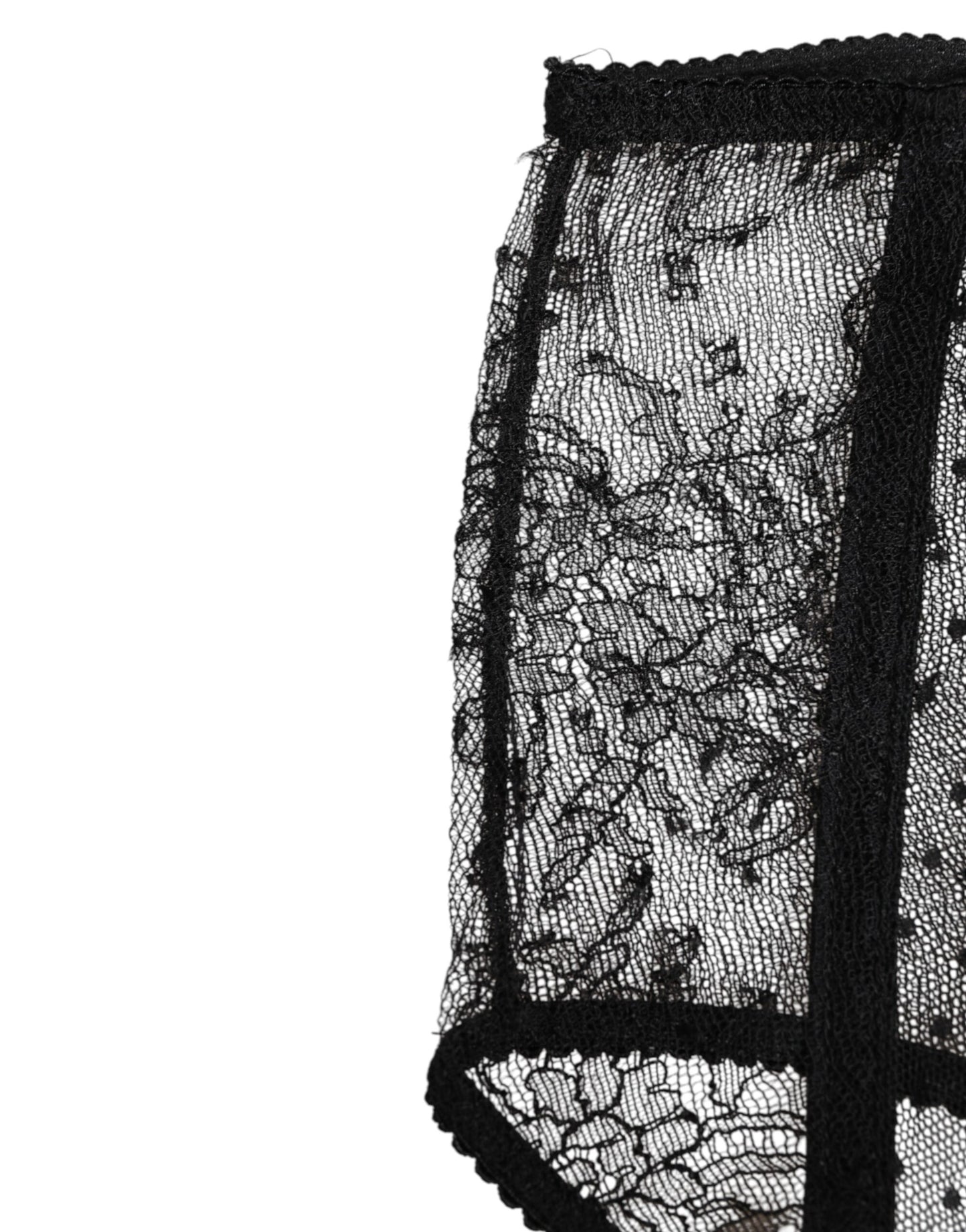 Dolce & Gabbana Ropa interior de encaje negro semitransparente de cintura alta con lunares