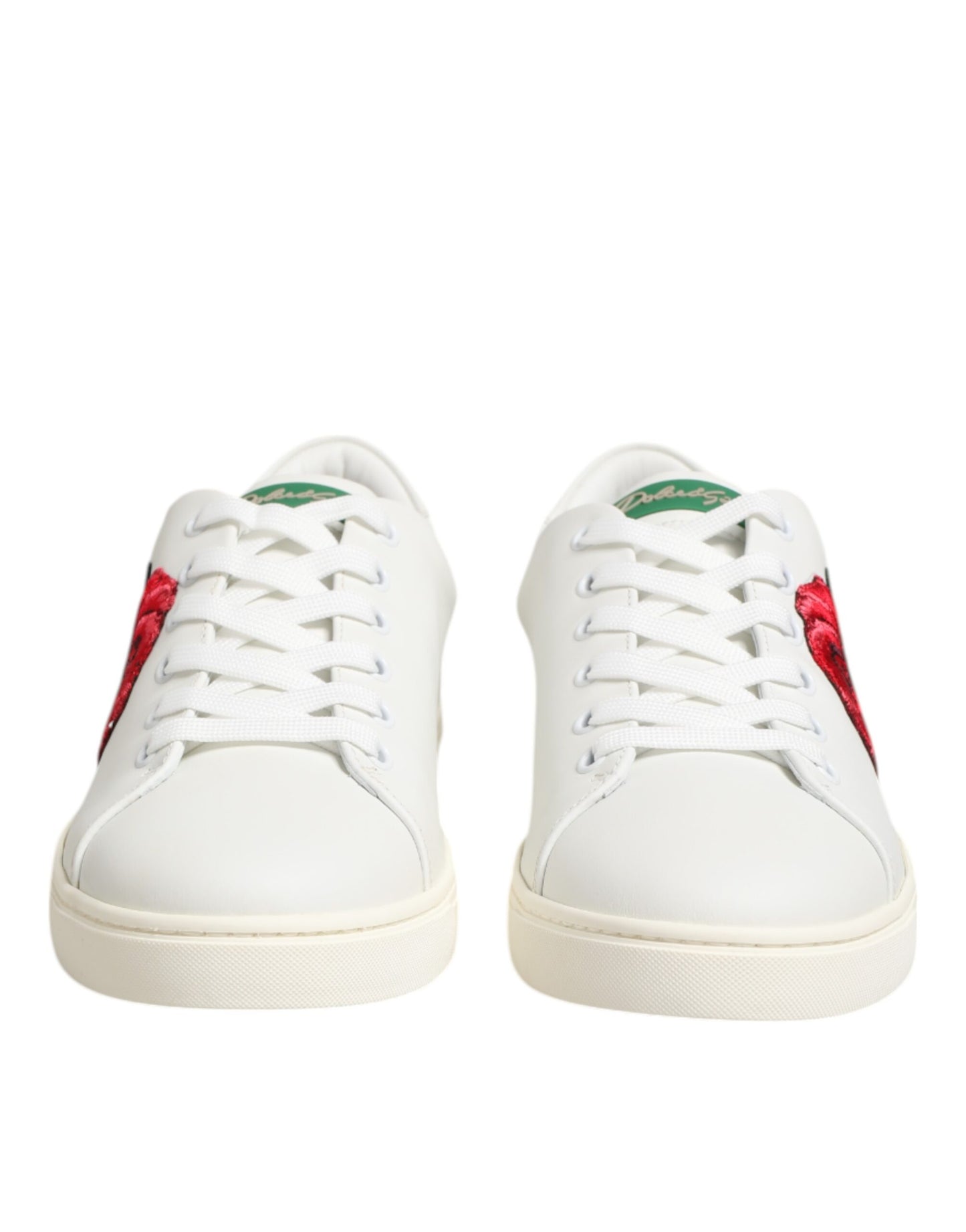 Zapatos bajos de piel blanca con bordado de rosas Dolce & Gabbana
