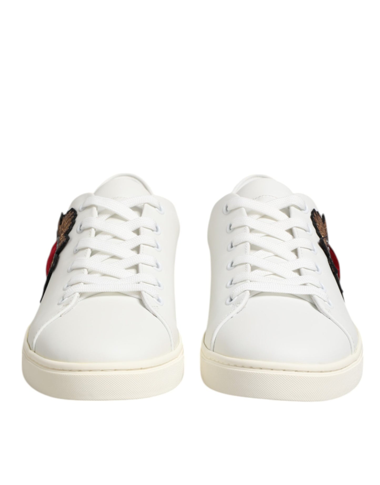 Zapatillas Dolce & Gabbana de cuero blanco con parche de corazón sagrado