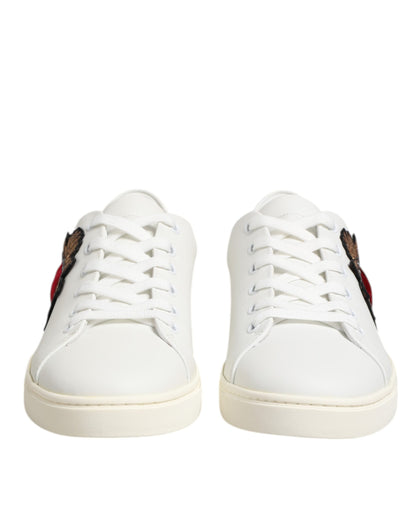 Zapatillas Dolce & Gabbana de cuero blanco con parche de corazón sagrado