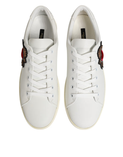 Zapatillas Dolce & Gabbana de cuero blanco con parche de corazón sagrado