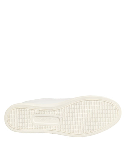 Zapatillas Dolce & Gabbana de cuero blanco con parche de corazón sagrado