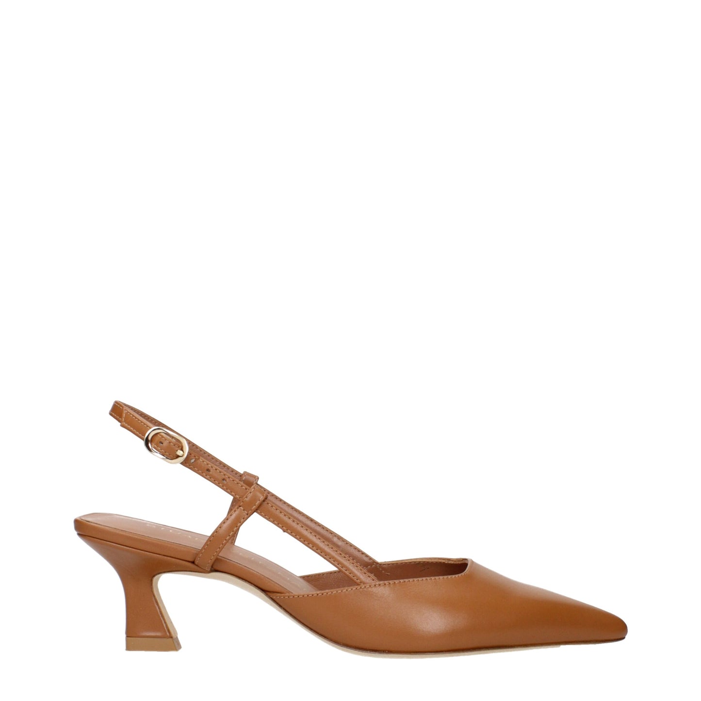Zapatos de salón de tacón medio de cuero marrón Stuart Weitzman