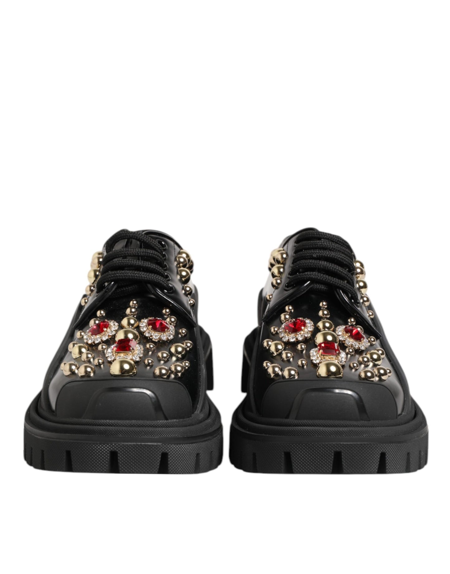 Zapatos Derby Dolce & Gabbana de piel negra con cristales joya