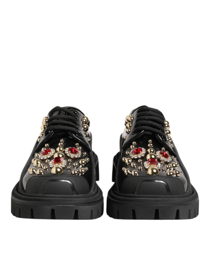 Zapatos Derby Dolce & Gabbana de piel negra con cristales joya