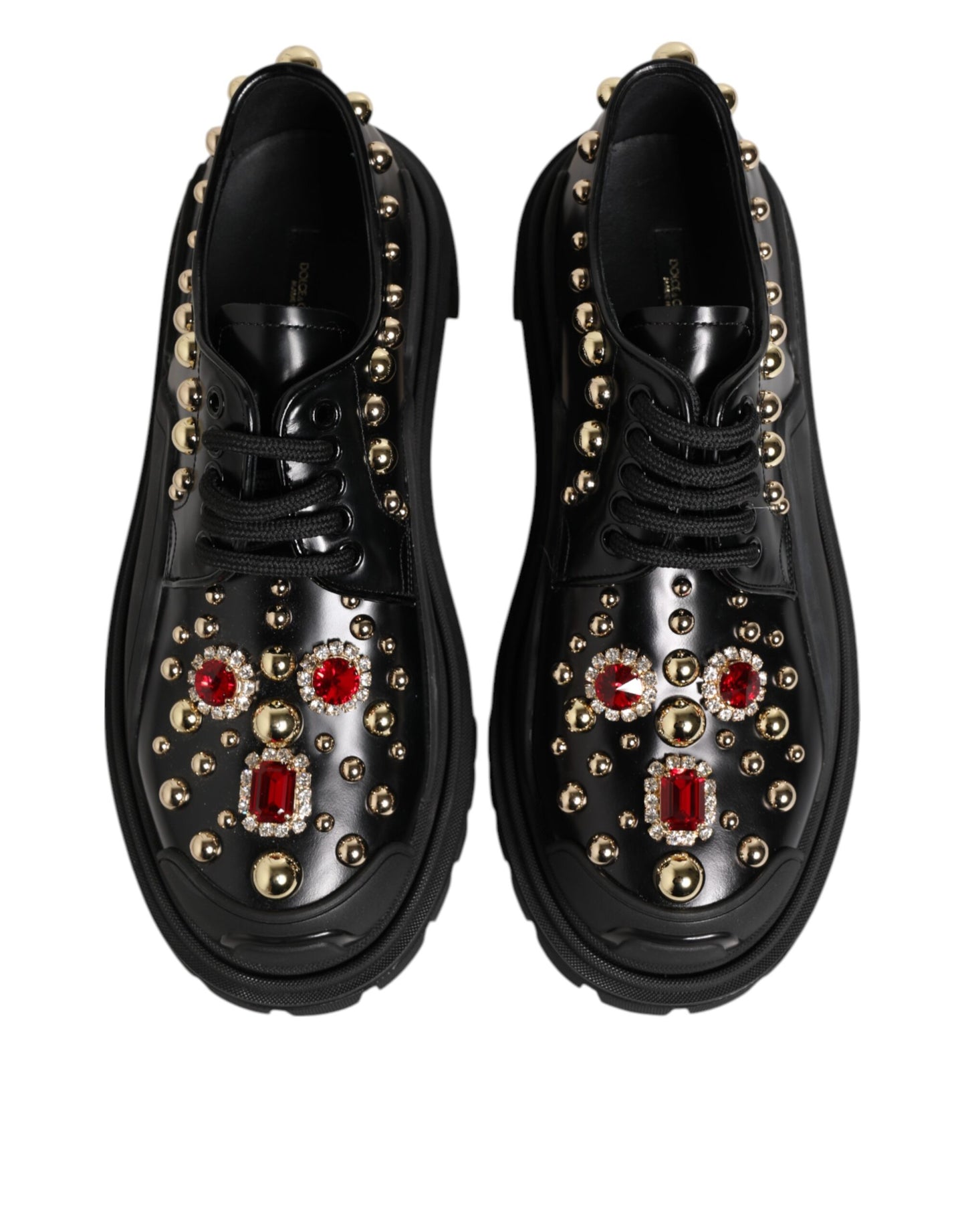 Zapatos Derby Dolce & Gabbana de piel negra con cristales joya