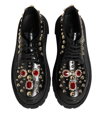 Zapatos Derby Dolce & Gabbana de piel negra con cristales joya