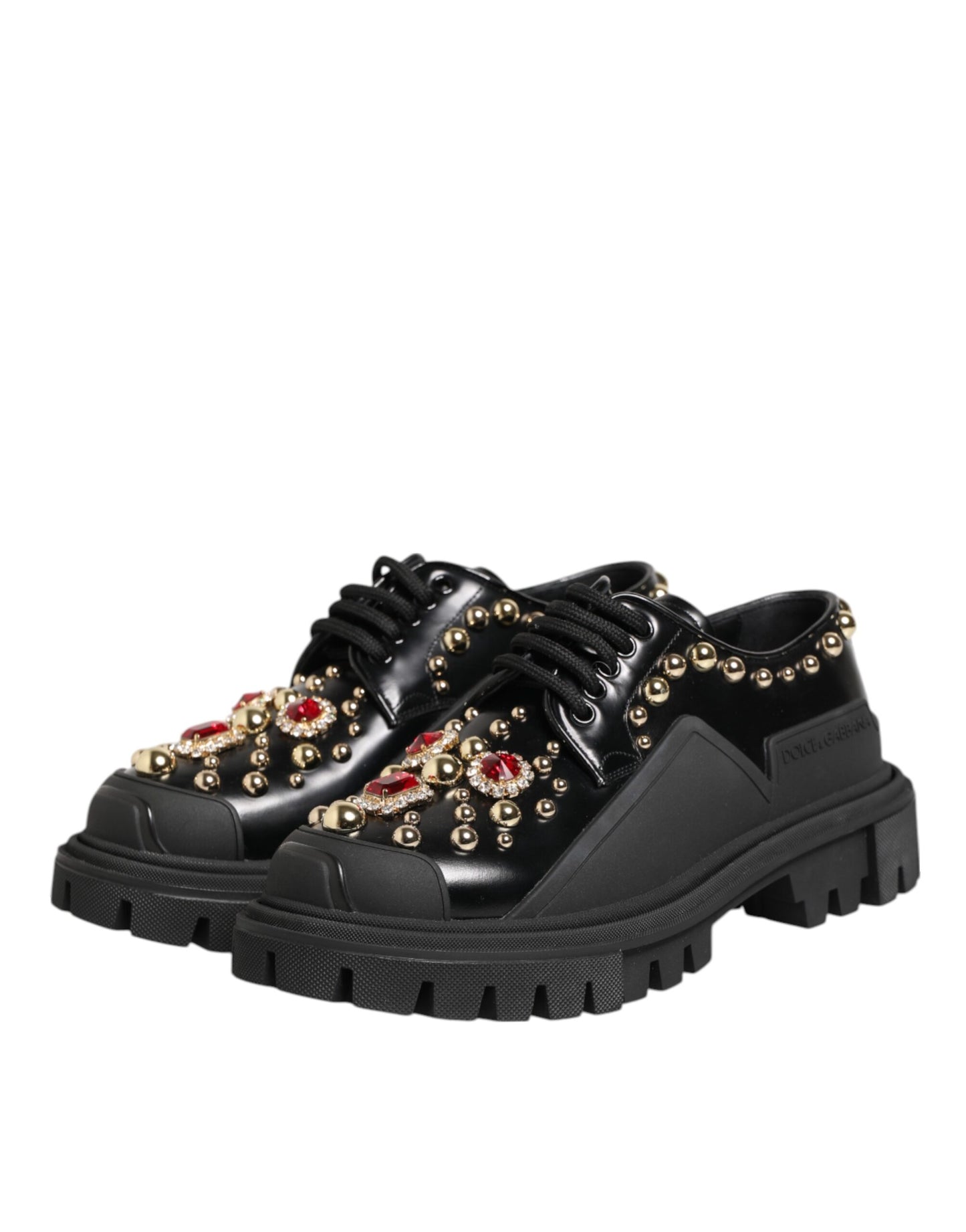 Zapatos Derby Dolce & Gabbana de piel negra con cristales joya