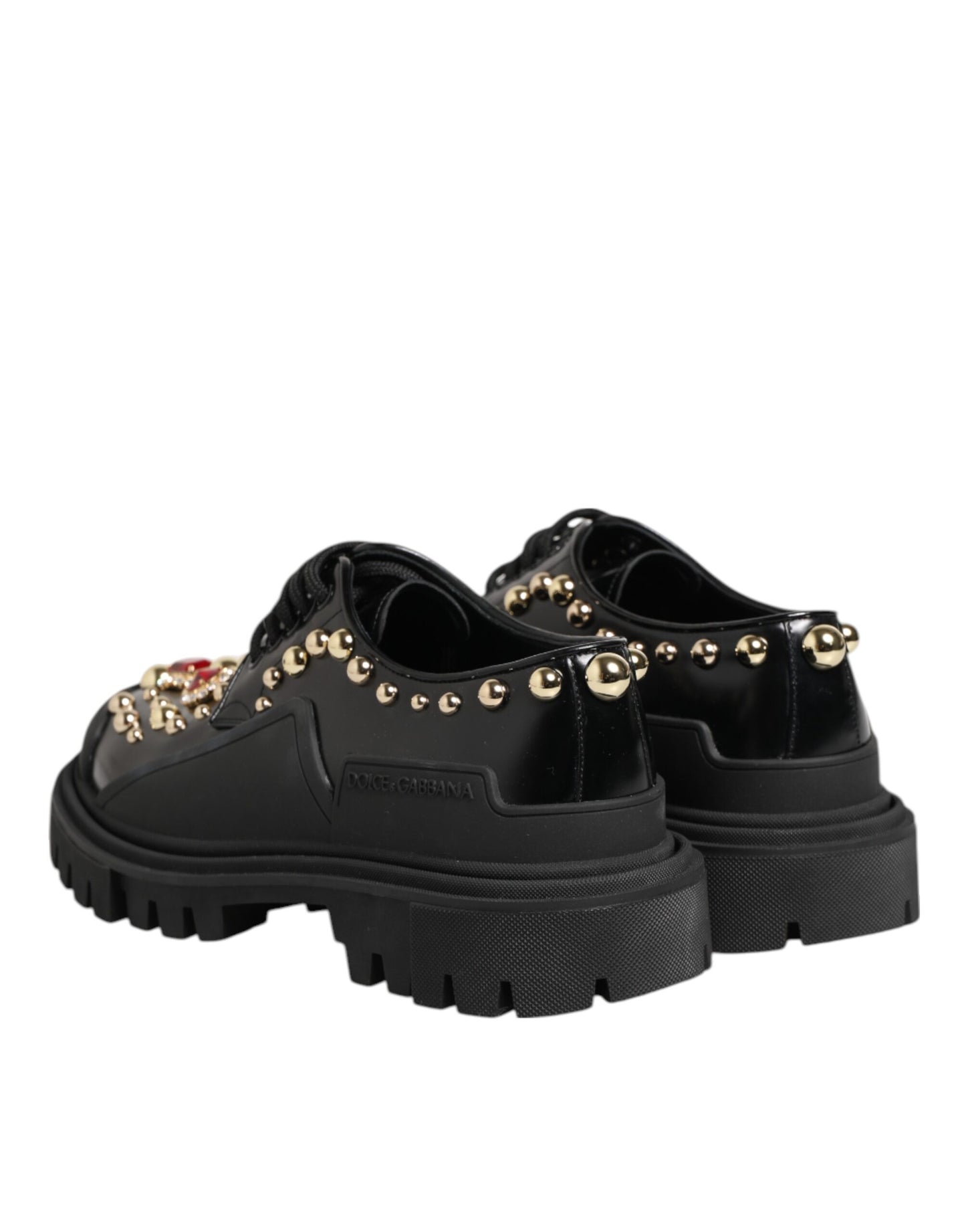 Zapatos Derby Dolce & Gabbana de piel negra con cristales joya
