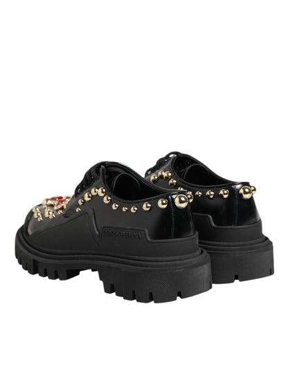 Zapatos Derby Dolce & Gabbana de piel negra con cristales joya
