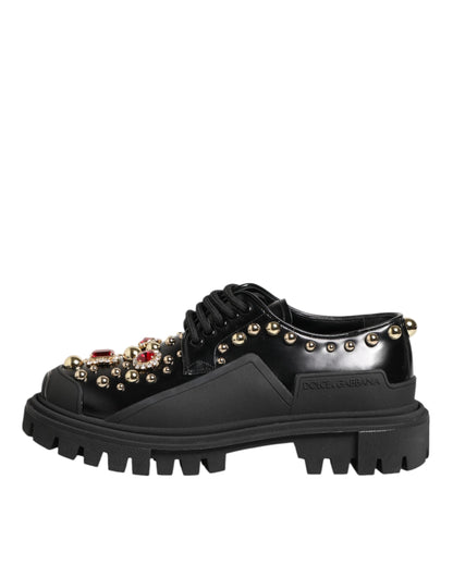 Zapatos Derby Dolce & Gabbana de piel negra con cristales joya