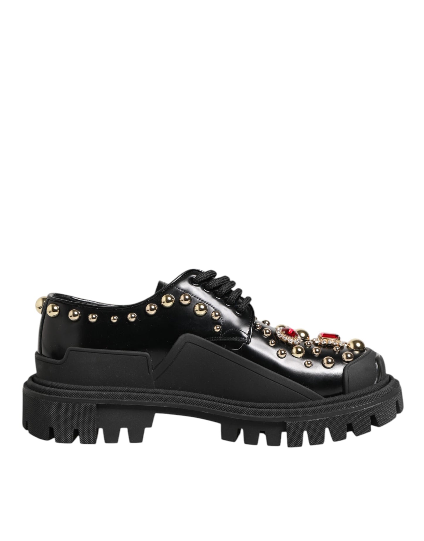 Zapatos Derby Dolce & Gabbana de piel negra con cristales joya