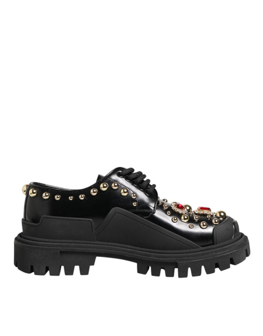 Zapatos Derby Dolce & Gabbana de piel negra con cristales joya