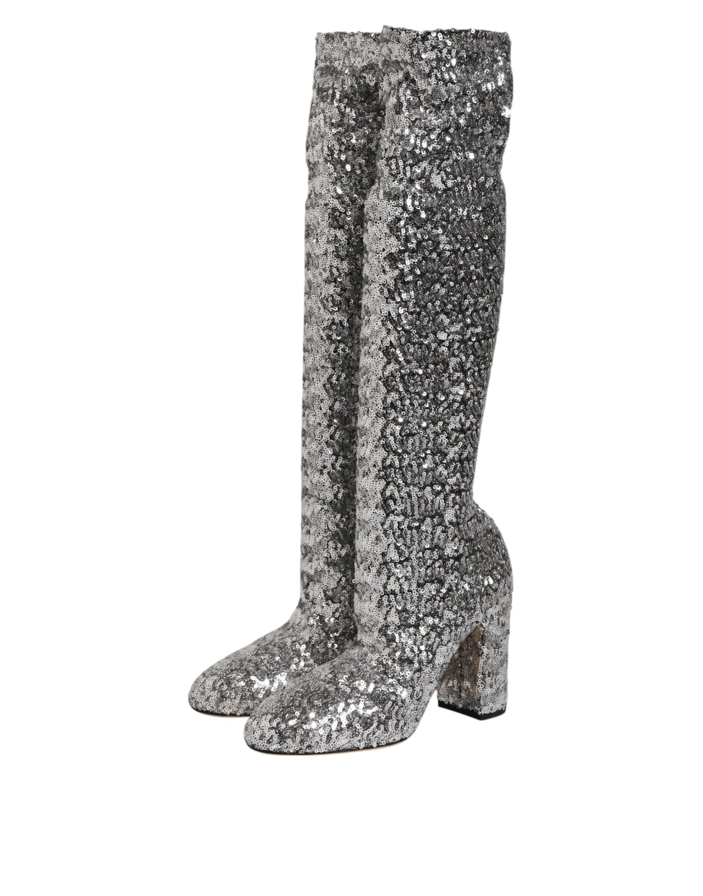 Zapatos Dolce & Gabbana de tacón alto con purpurina y lentejuelas plateadas