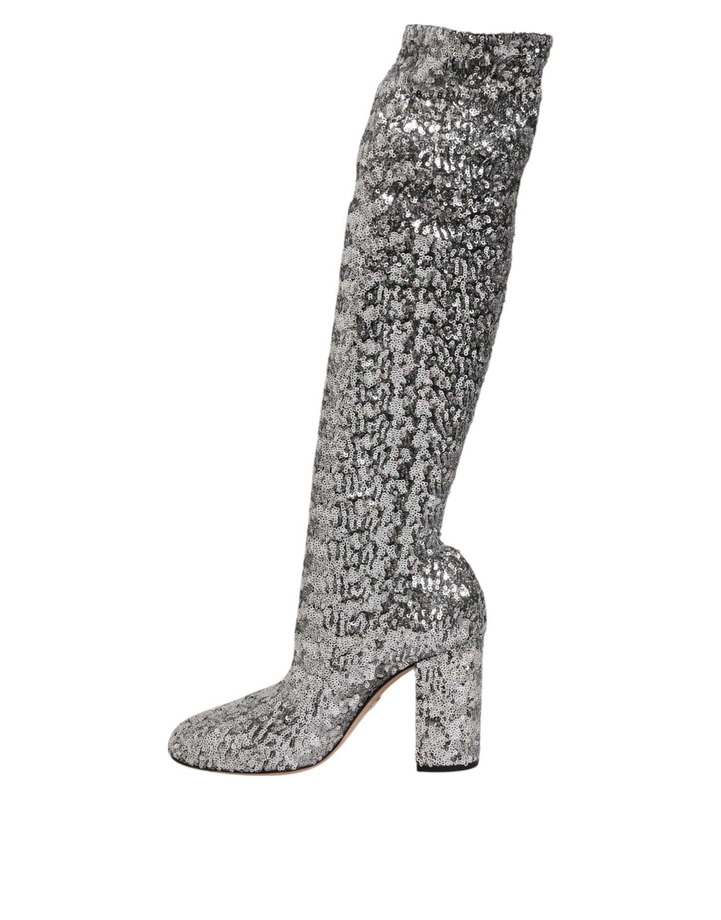 Zapatos Dolce & Gabbana de tacón alto con purpurina y lentejuelas plateadas