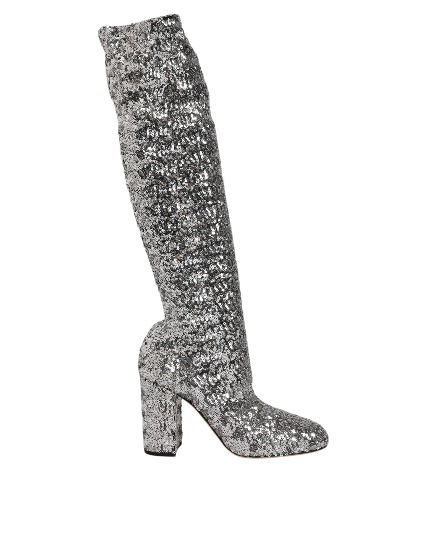 Zapatos Dolce & Gabbana de tacón alto con purpurina y lentejuelas plateadas